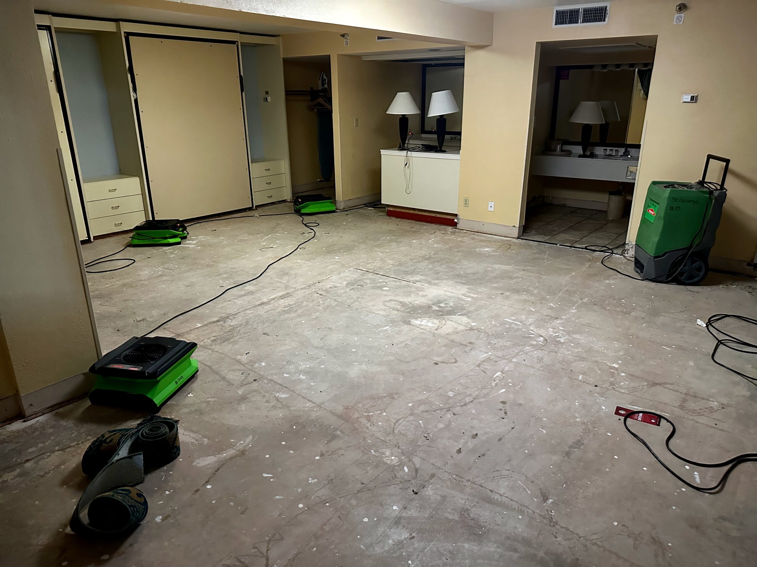 DisasterCleanupFlooding Cleanup after a flooding disaster begins with removing carpet and drying out the structure.